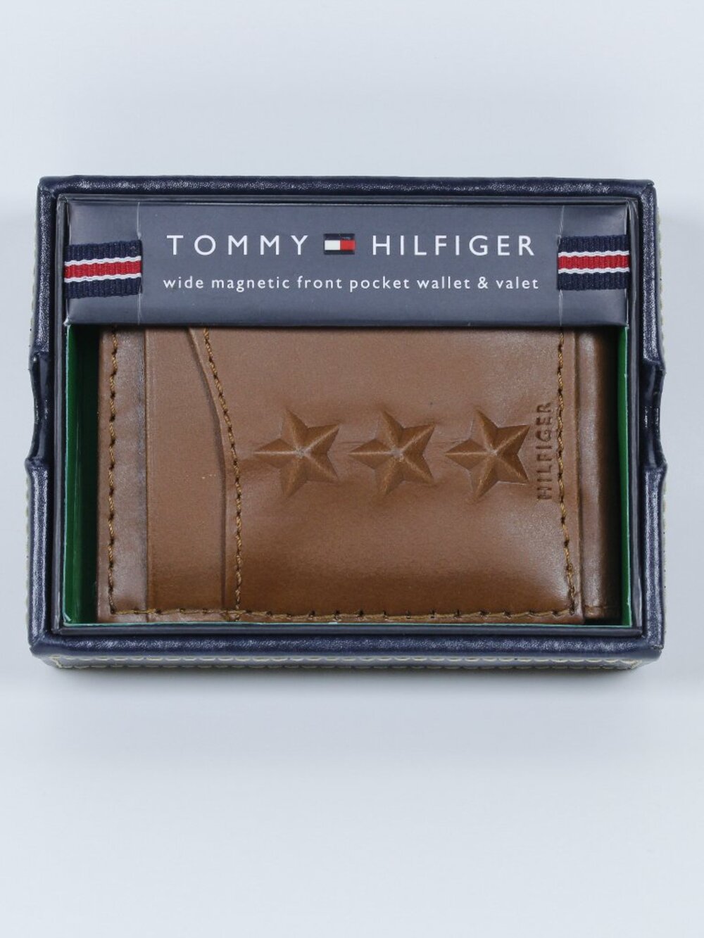 Tommy Hilfiger Wallet with Magnetic Clip and Valet Tray – Brown Leather